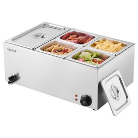VEVOR Commercial Electric Food Warmer 5-Pan Countertop Buffet 15.3QT Bain Marie