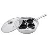 Egg Poacher Pan, 4-Cup Poached Egg Maker, Stainless Steel Poaching Pan and Frying Skillet, with 4 Nonsitck Detachable Large Cups, Lid