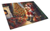 Golden Retriever and Santa Claus Glass Cutting Board Decorative Tempered Glass Kitchen Cutting and Serving Board Large Size Chopping Board