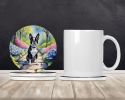 Boston Terrier Spring Path Large Sandstone Coasters Pack of 4 Absorbent Round Coasters Decor Gifts for Men or Women, 4 in, Multicolor