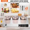 VEVOR Electric Soup Warmer, Three 7.4QT Stainless Steel Round Pot 86~185Â°F Adjustable Temp