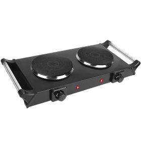 Black-White Options -- 2000W Electric Dual Burner Portable Coil Heating Hot Plate Stove Countertop RV Hotplate With 5 Temperature Adjustments Por (Color: Black)