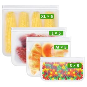 20Pcs Reusable Food Storage Bags 5 Sandwich Snack Gallon Quart Bag Leakproof BPA Free Food Container Freezer Safe Lunch Bag (Option: 20Pcs)