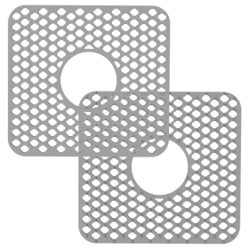 Silicone Grid Sink Mat With Central Drain Hole Non-Slip Kitchen Stainless Steel Sink Protector (Option: S-2PCS)