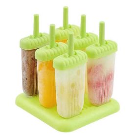 1 Set 6 Cavity Popsicle Molds Reusable Ice Cream DIY Ice Maker Ice Bar Maker Plastic Popsicle Mold For Homemade Iced Snacks (Color: Green)
