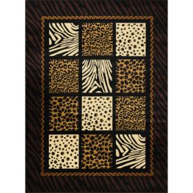 Tribes GCYLS4012 Multi 5 Ft. 3 In. X 7 Ft. 3 In. Animal Print Area Rug (Option: Black Multi)