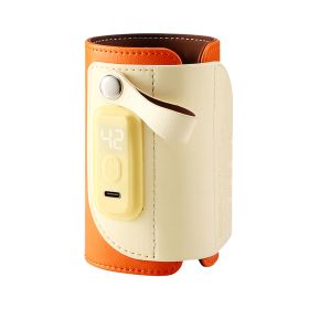 1Pc Portable Baby Milk Warmer 5 Temperature Adjustable Handhold Bottle Warmer With Fast Charge Adapter For Outdoor Car Travel (Color: Orange)