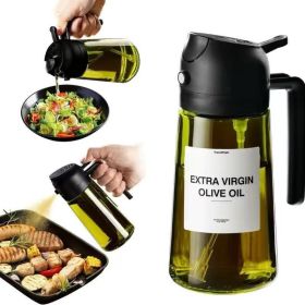 Portable Light-shielding Spray Oil Bottle, All-in-one  Glass Oil Bottle, Olive Oil Sprayer (Color: Black)