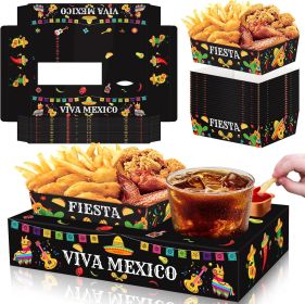36Pcs Fiesta Movie Night Snack Trays Candy Popcorn French Fries Snack Trays Mexican Party Plates For Snacks Tray Cinco De Mayo Party Supplies Cle (Option: W13732672)