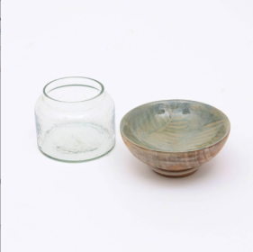 Glass Nut Jar With Wooden Bowl-Shaped Lid (Option: 1Pc)