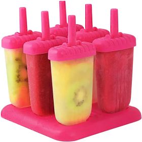 6Pcs Popsicle Molds Reusable Ice Cream DIY Ice Maker Ice Bar Maker Plastic Popsicle Mold For Homemade Iced Snacks (Option: Hotpink)